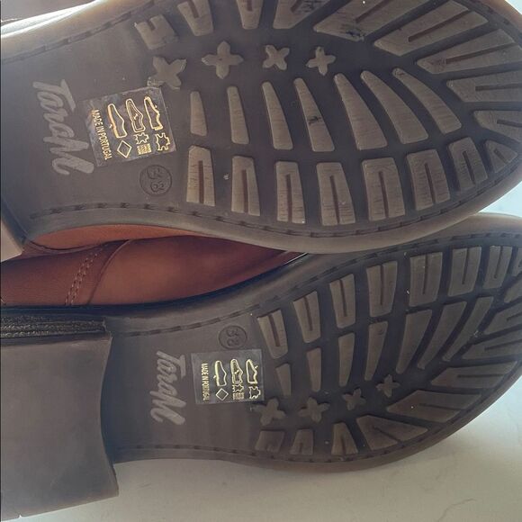 Anthro Tara M Loris Genuine Leather + Suede Utility Moto Boots Lace-Up Heeled 8 - Picture 6 of 9